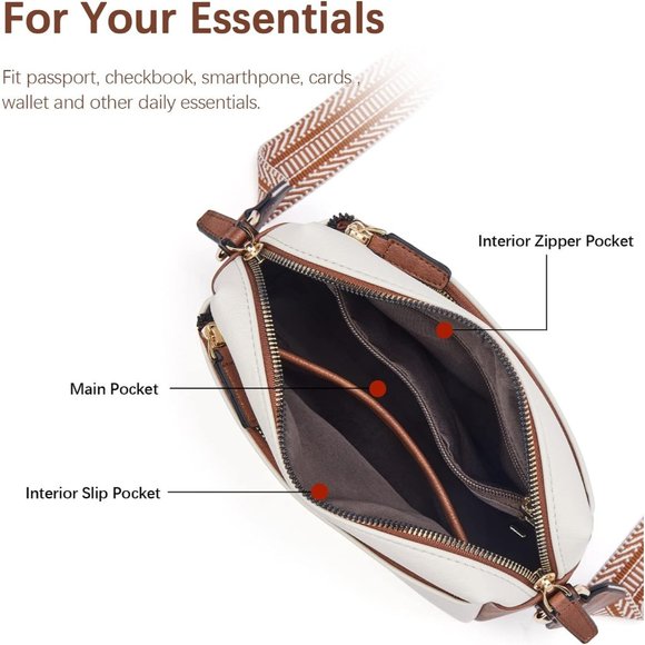 Women's Leather lining Small Crossbody bag and Zipper Closure - Picture 6 of 9